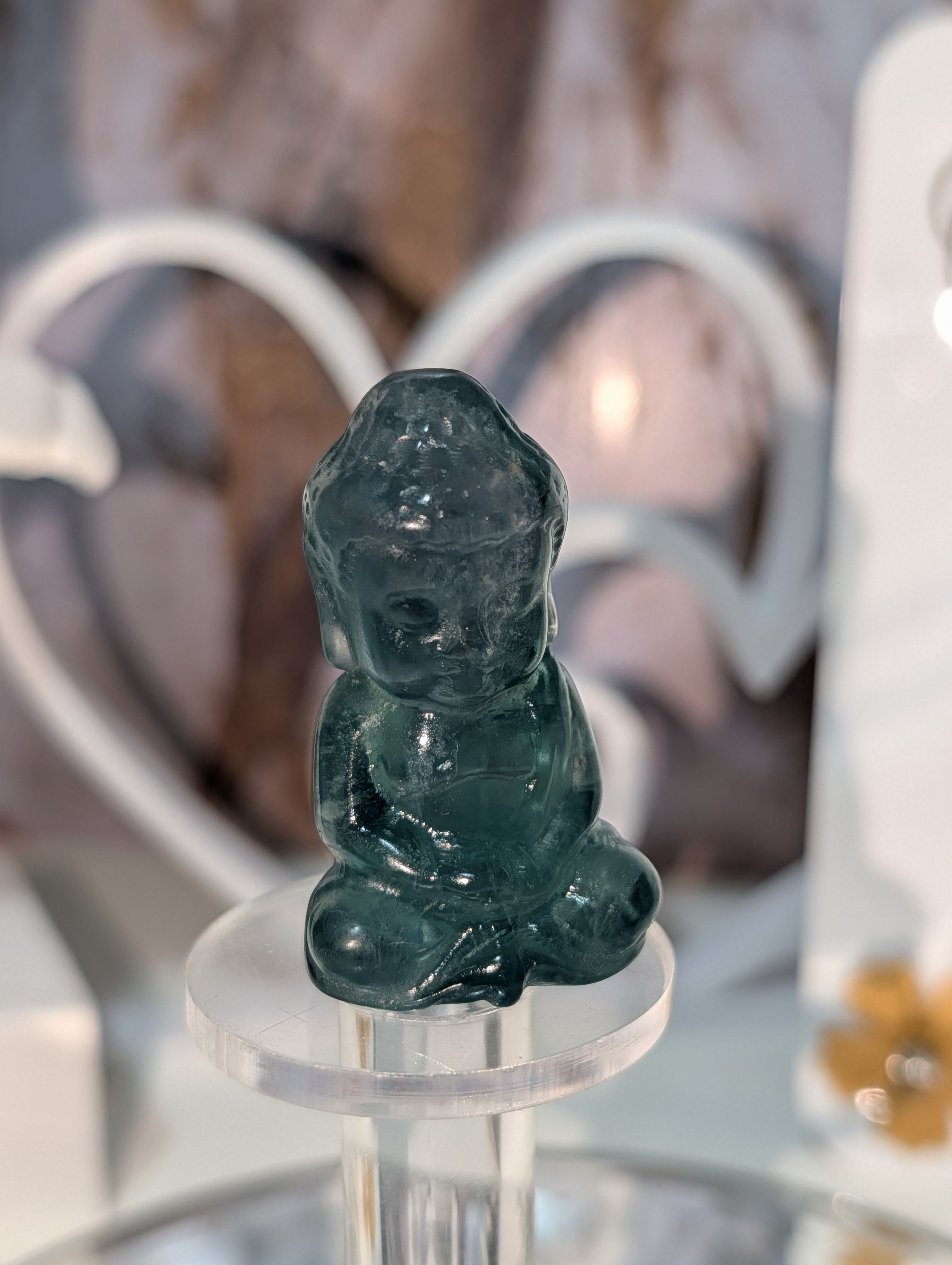 Stunning Blue Fluorite Small Eastern Buddha 