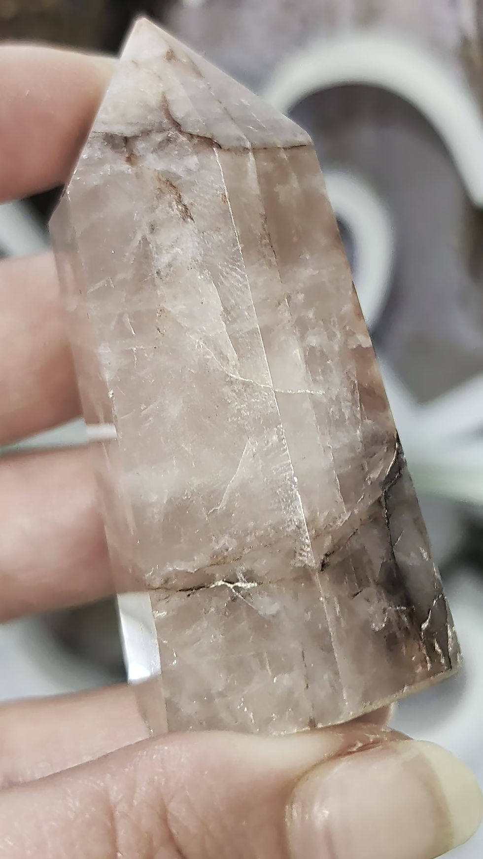 Thumbnail: Beautiful Periwinkle Rose Quartz with Fire Quartz Inclusions 
