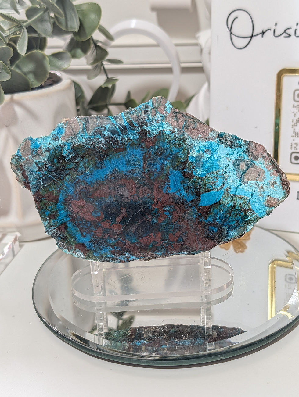 Thumbnail: Absolutely Breathtaking Shattuckite Chrysocolla and Azurite Slice
