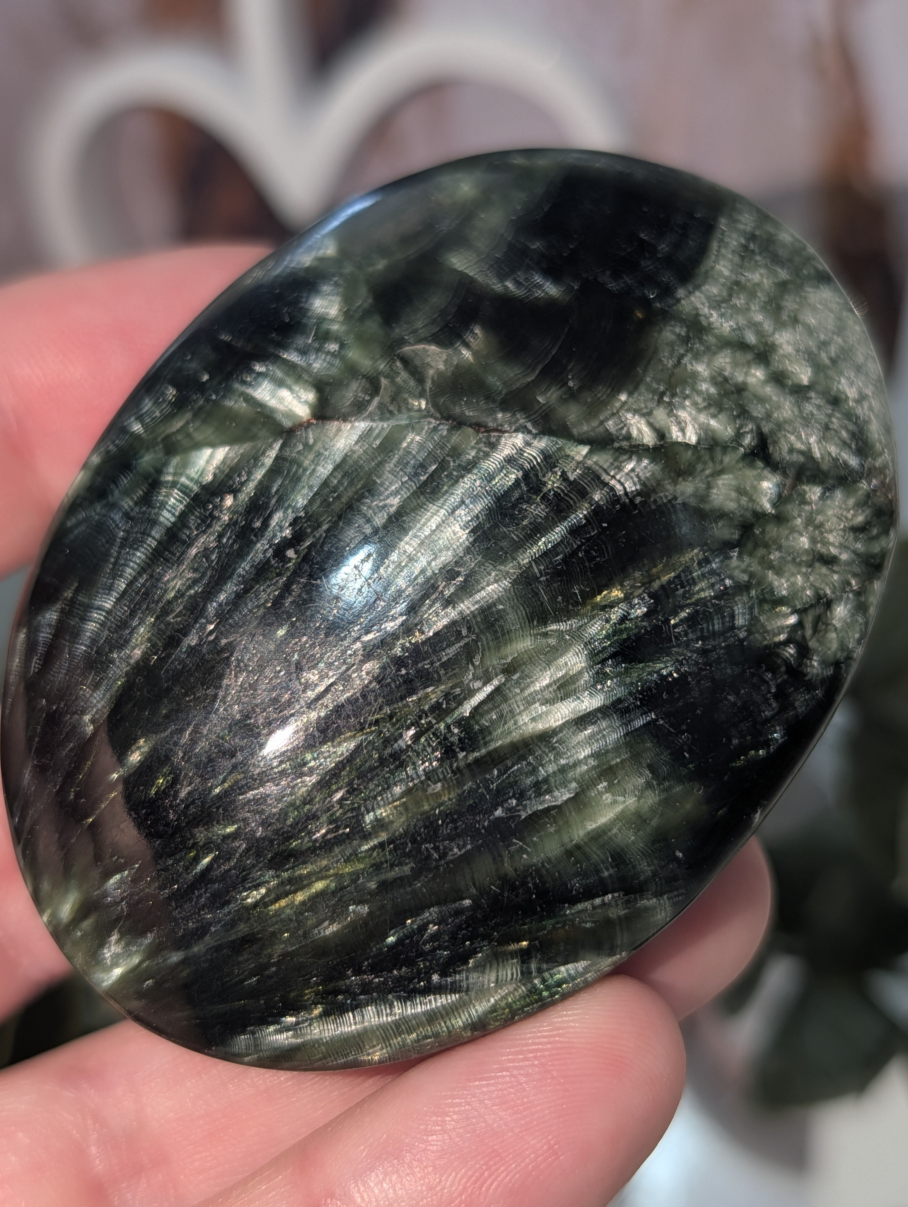 Stunning High Grade Large Seraphenite Palmstone 
