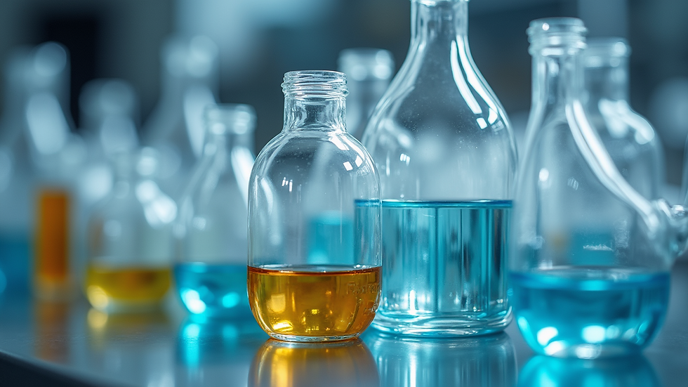 Close-up view of laboratory equipment used for chemical formulation testing