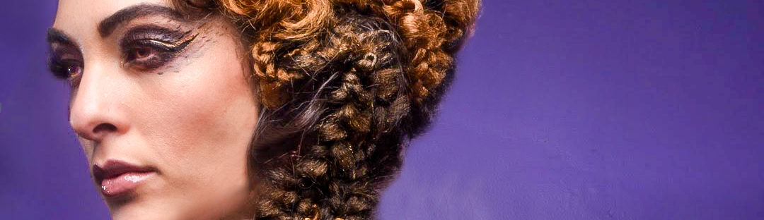 braided hair purple background editorial hair style avant garde artistry by Francesca Rivetti