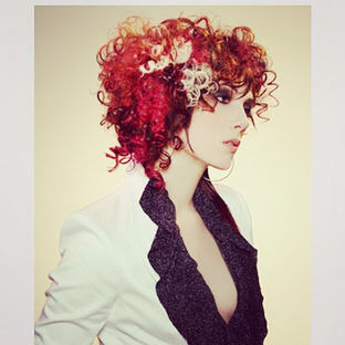 award nominated hair editorial image model red orange hair white jacket by Francesca Rivetti