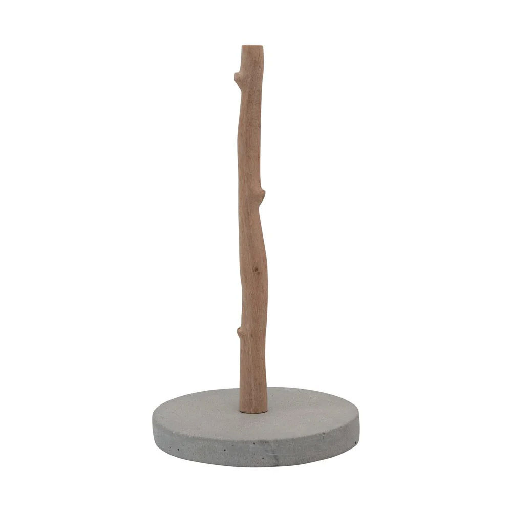 Paper Towel Holder, Mango Wood + Concrete