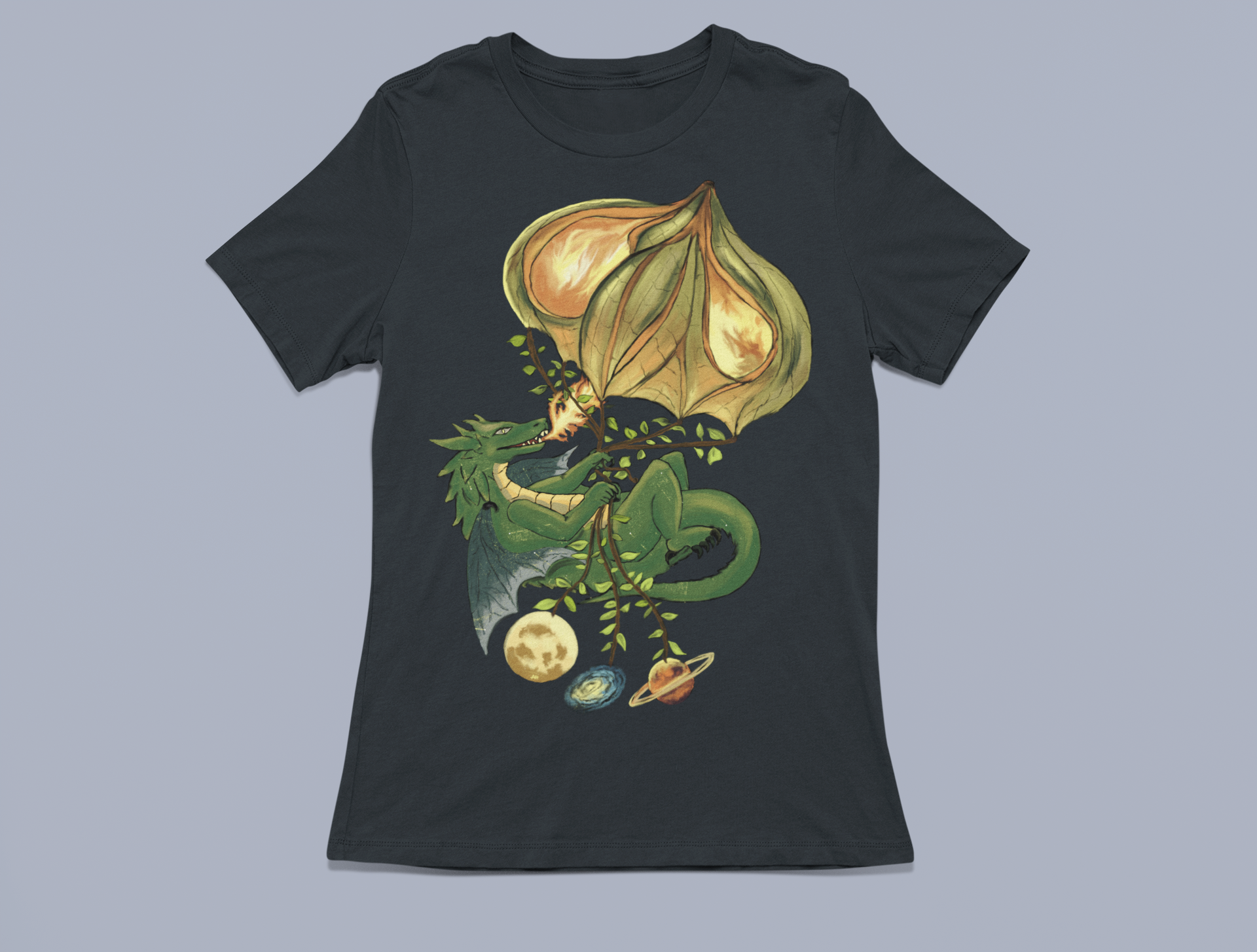 Custom Graphic Art T-Shirt-Organic Dragon, As Above