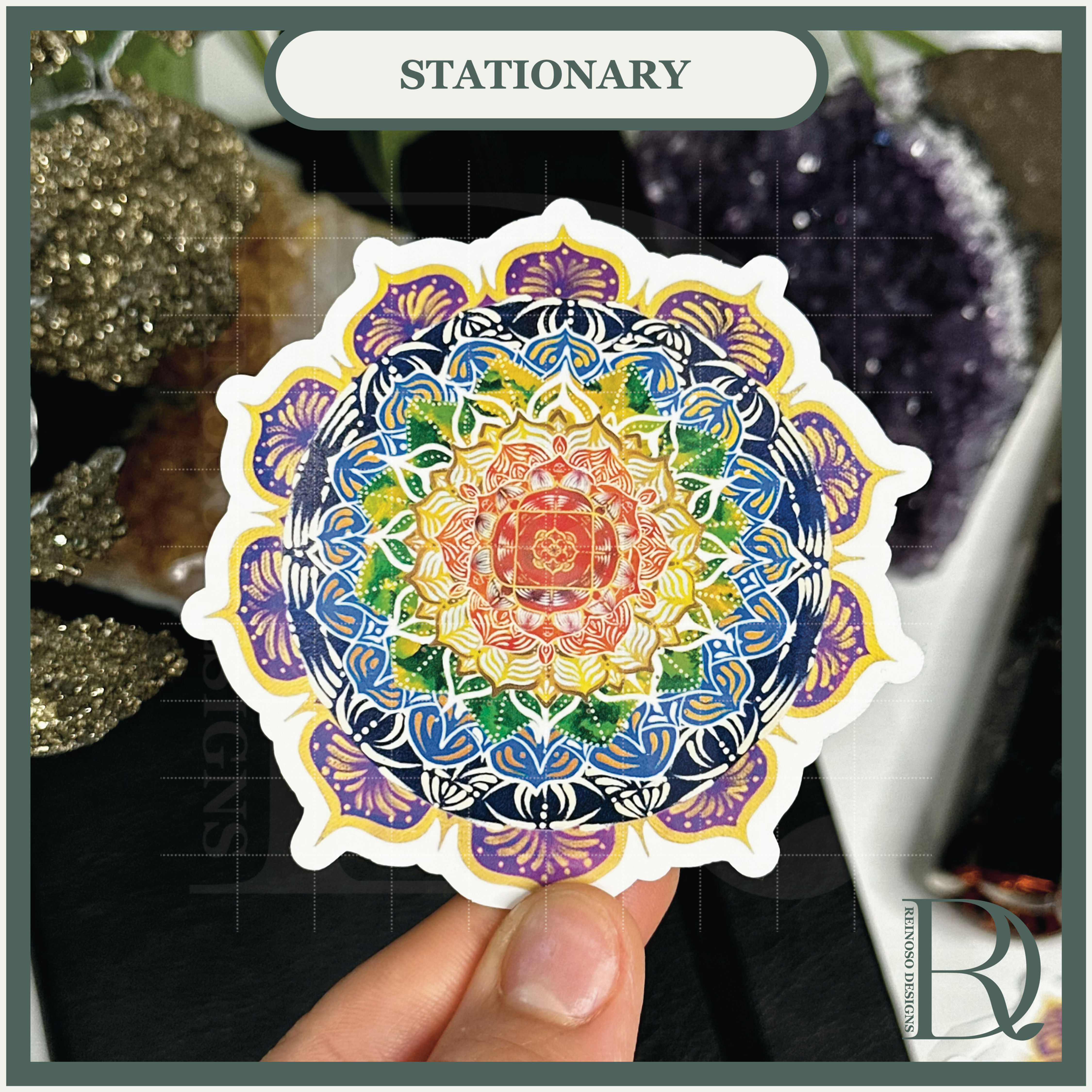 Kiss-Cut Chakras Mandala Waterproof Vinyl Sticker