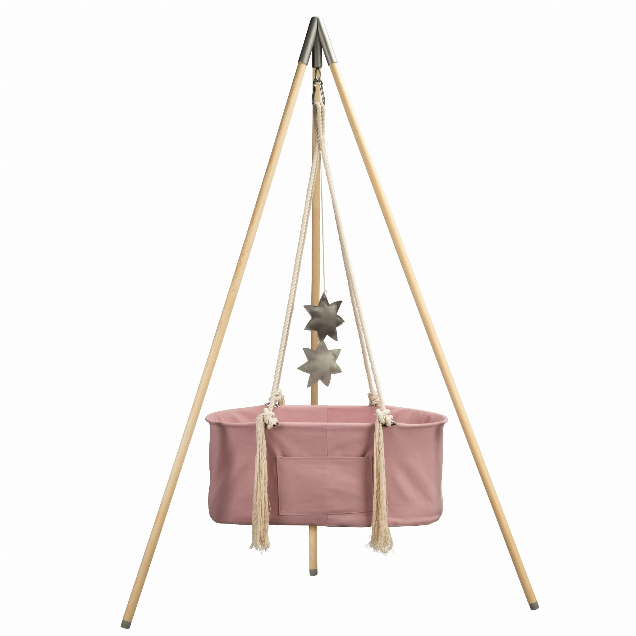 Eddie & Lilly Hanging baby cradle basket with mattress - Dusty Pink