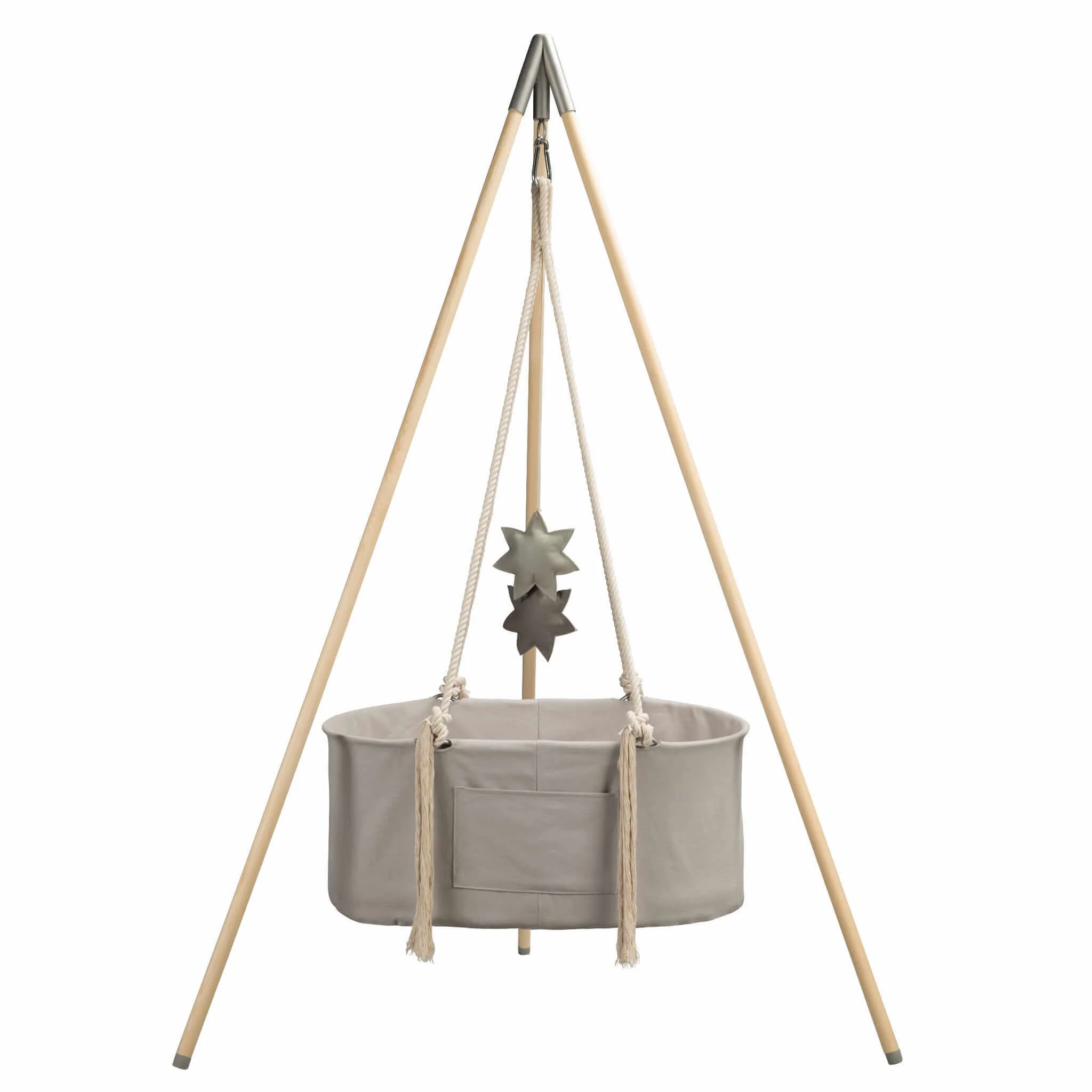 Eddie & Lilly Hanging baby cradle basket with mattress - Grey