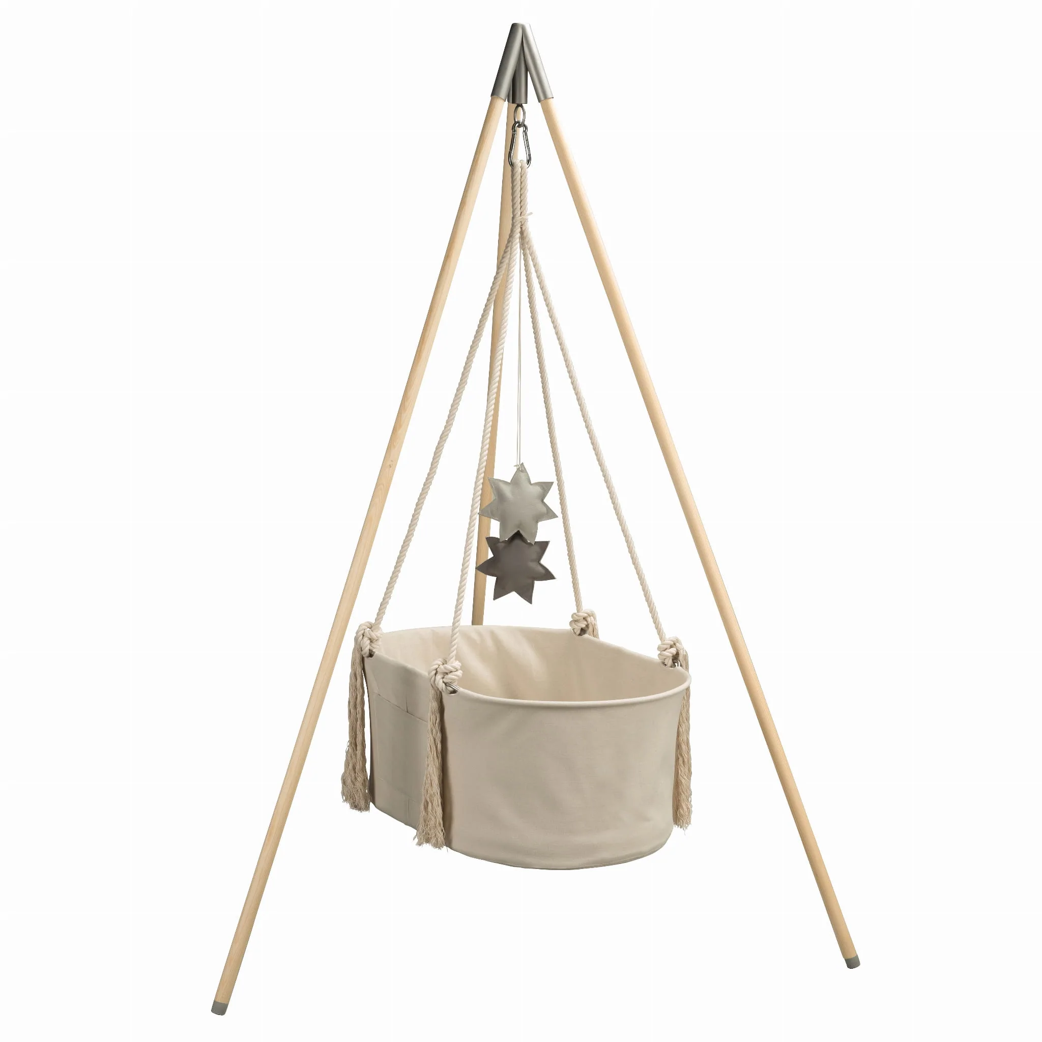 Thumbnail: Eddie & Lilly Hanging baby cradle basket with mattress - Beige