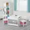 Thumbnail: White Table and Chairs with Pink Storage Bins
