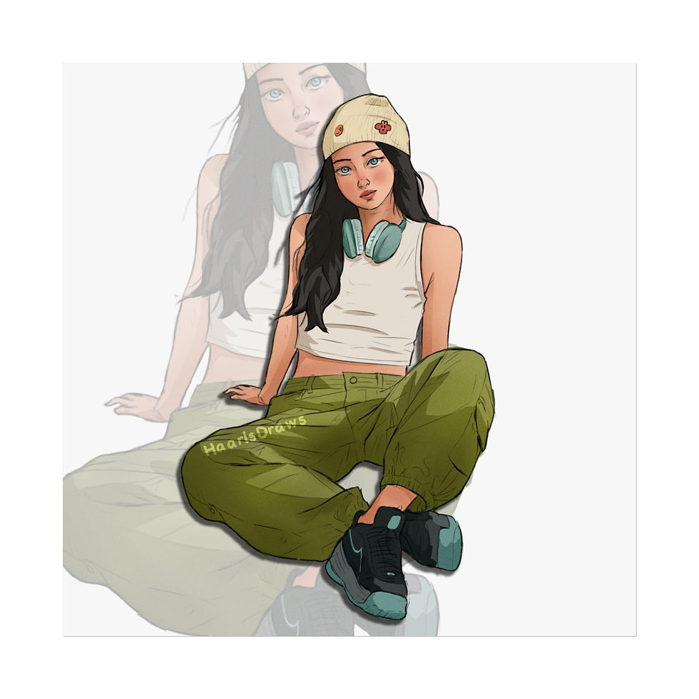 Thumbnail: Streetwear Girl Fine Art Poster — Urban Aesthetic Illustration Print