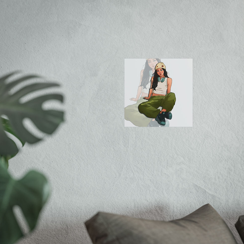 Thumbnail: Streetwear Girl Fine Art Poster — Urban Aesthetic Illustration Print