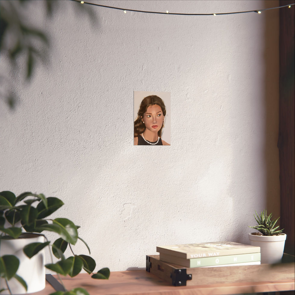 Thumbnail: Elegant Portrait Fine Art Poster — Woman with Pearl Necklace Wall Art