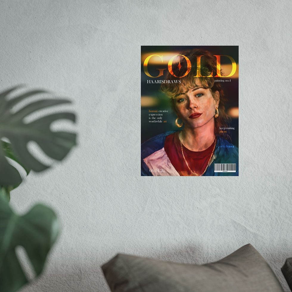 Thumbnail: Gold Magazine Portrait Fine Art Poster — Vintage Glam Wall Art Print