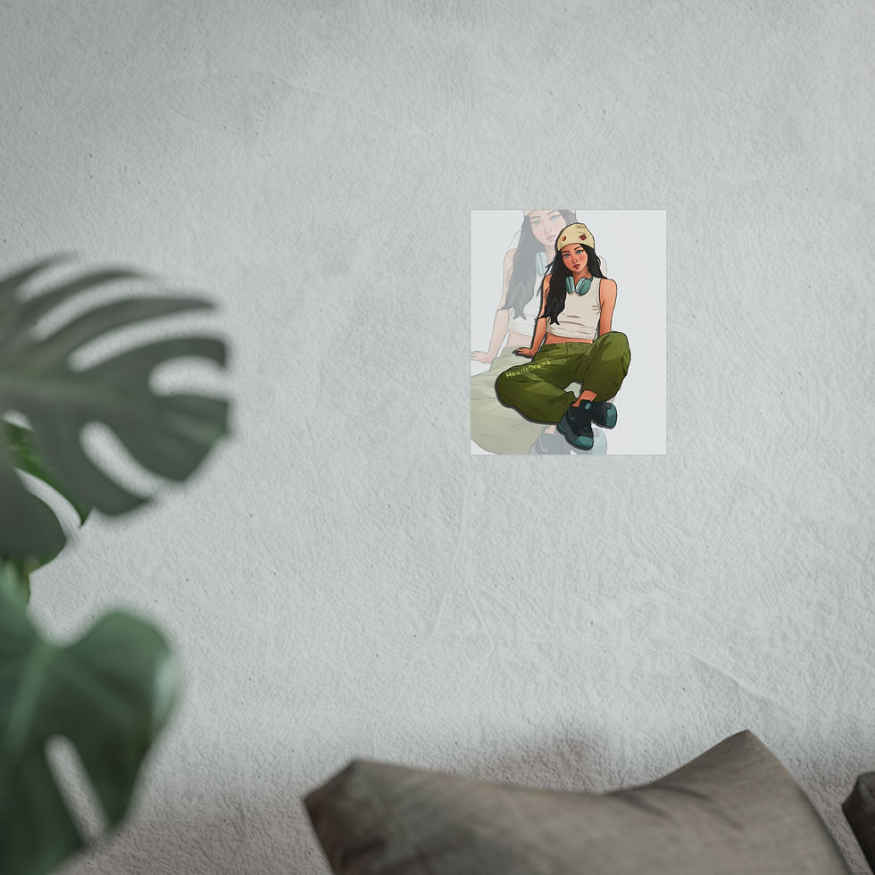 Thumbnail: Streetwear Girl Fine Art Poster — Urban Aesthetic Illustration Print