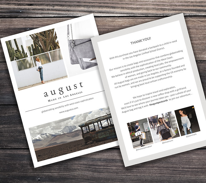 August Handbags marketing flyers