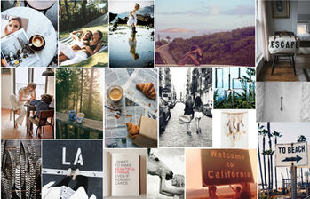 assorted images collage showing brand mood for August Handbags