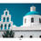 Miniature : Eglise blanche à dôme bleu dans un village typique en Grèce