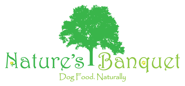Oak tree with Natures Banquet and raw to your door wording