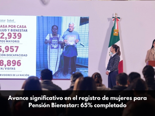 Avance significativo en el registro de mujeres para Pensión Bienestar: 65% completado