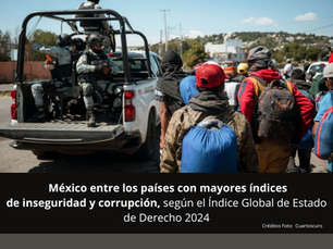México entre los países con mayores índices de inseguridad y corrupción, según el Índice Global de Estado de Derecho 2024