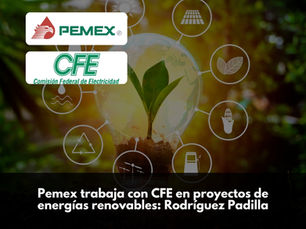 Pemex trabaja con CFE en proyectos de energías renovables: Rodríguez Padilla