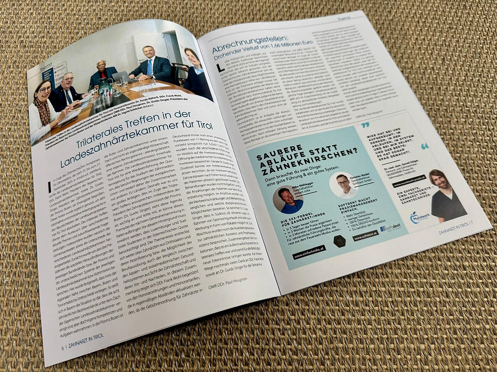 Zahnarzt in Tirol Inserat aufgeschlagen