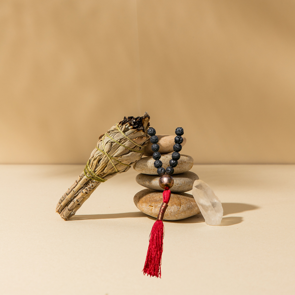 Miniature : Collier Mala Lave & Cuivre