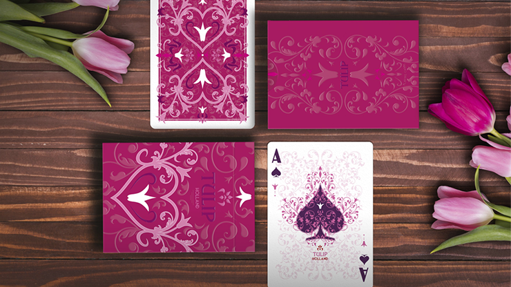 Thumbnail: Pink Tulip Playing Cards Dutch Card House Company (GV $3)