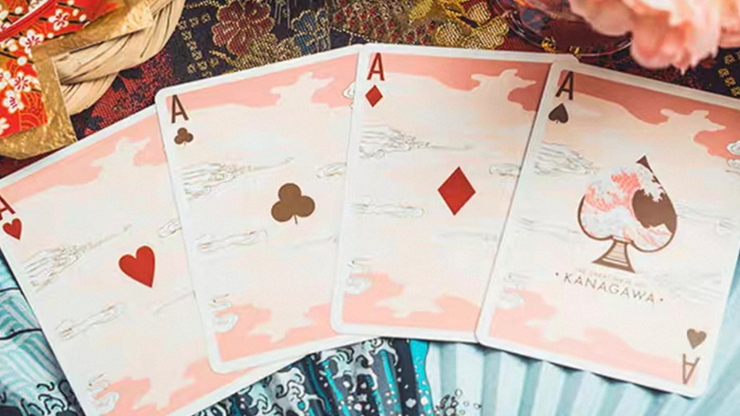 Thumbnail: The Great Wave off Kanagawa V3 (Autumn Maple / Peachy Pink) Playing Cards