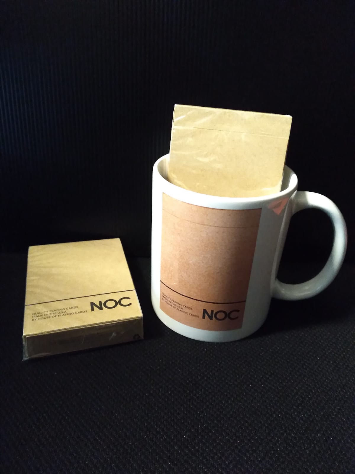 NOC on Wood (Brown) Playing Cards Mug set