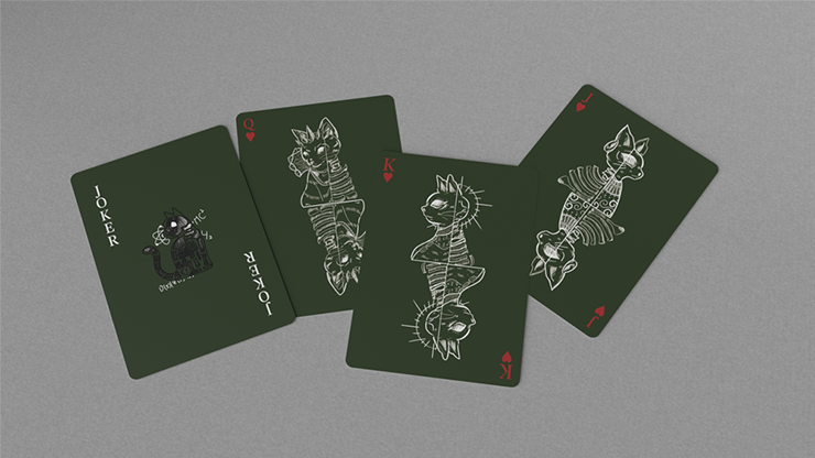 Thumbnail: Schrodinger's Cat: Alive Green Edition Playing Cards