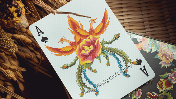 Thumbnail: Phoenix and Peony (Green) Playing Cards by Bacon Playing Card Company