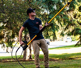 Pressure washing with a 24ft wand