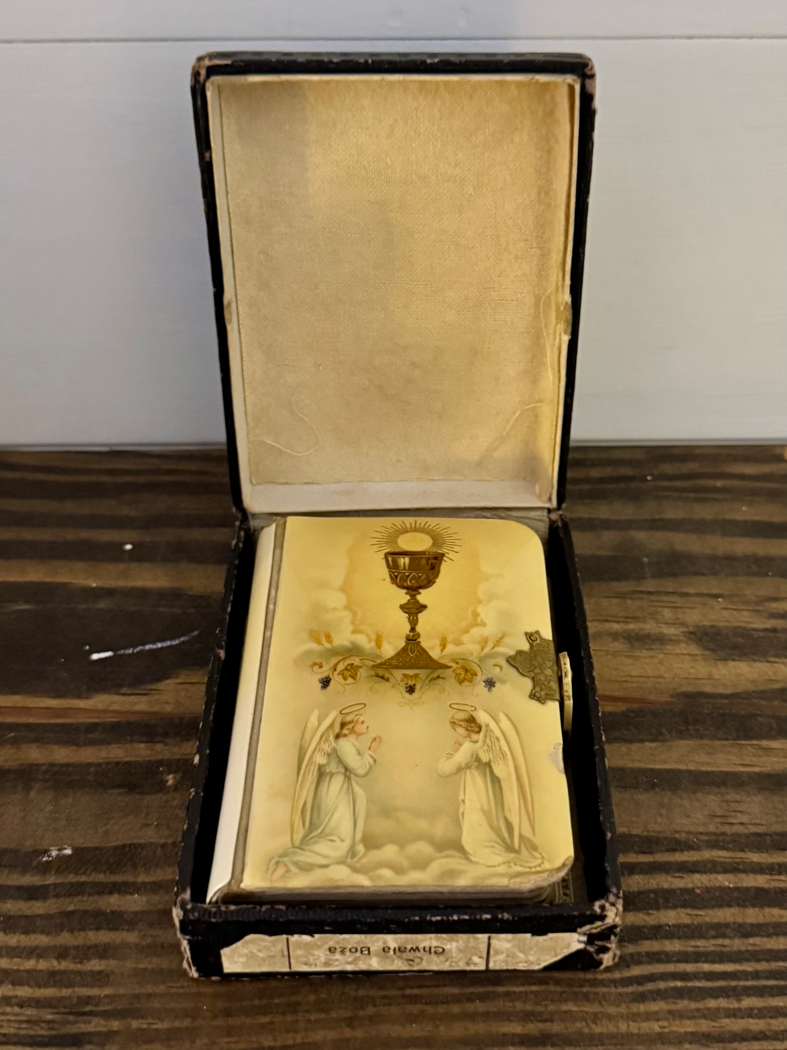 Antique Polish Catholic Celluloid Prayer Book w/ Original Box & Clasp (c.1910–19