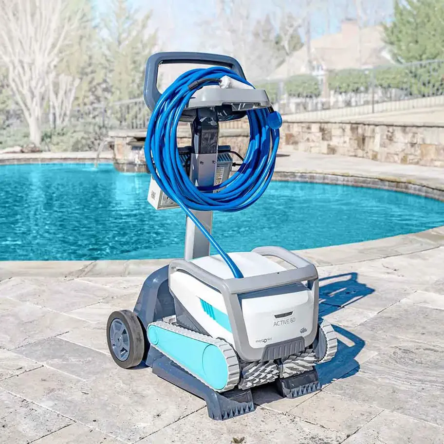 Dolphin Active 60 robotic pool cleaner with caddy