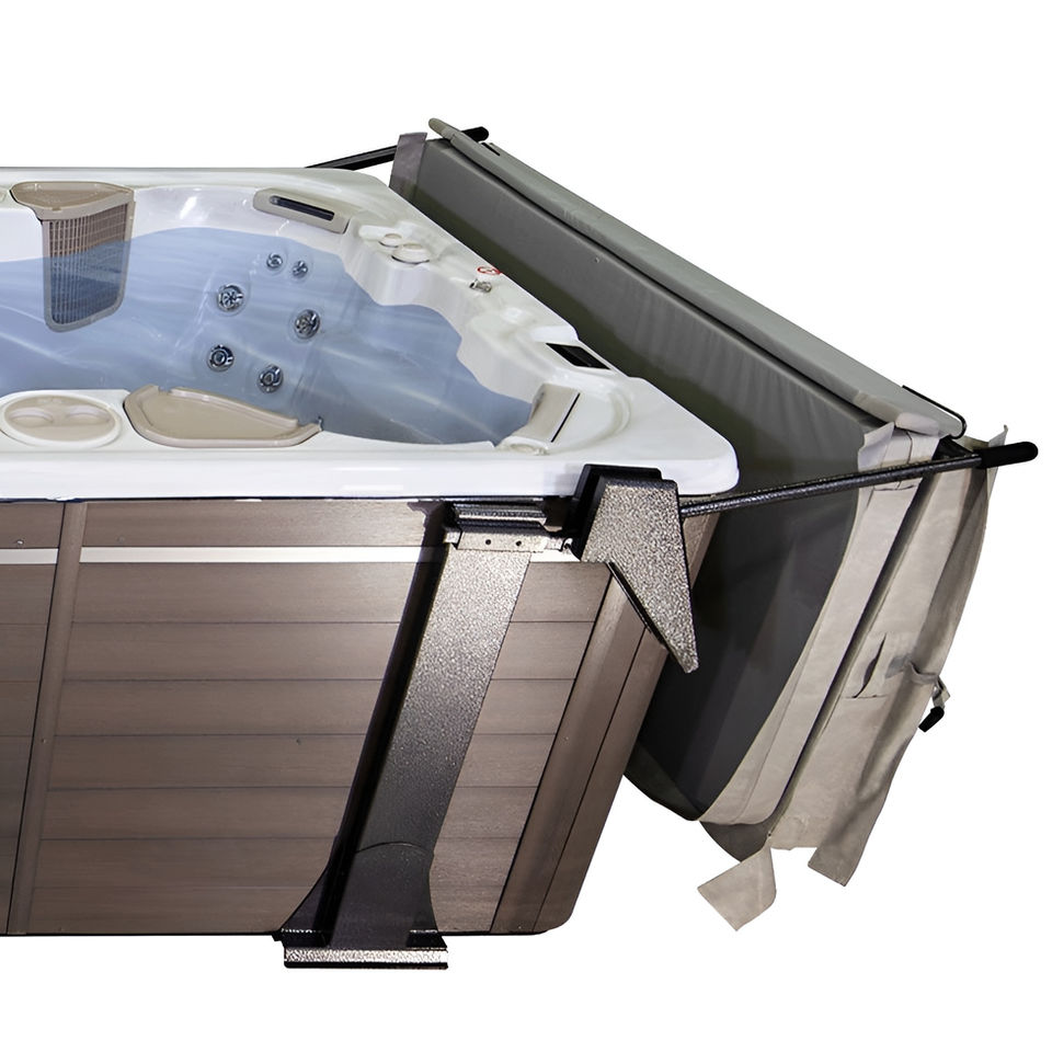 Close up view of the Ultralift AquaLift Swim Spa Cover Lifter in the open position