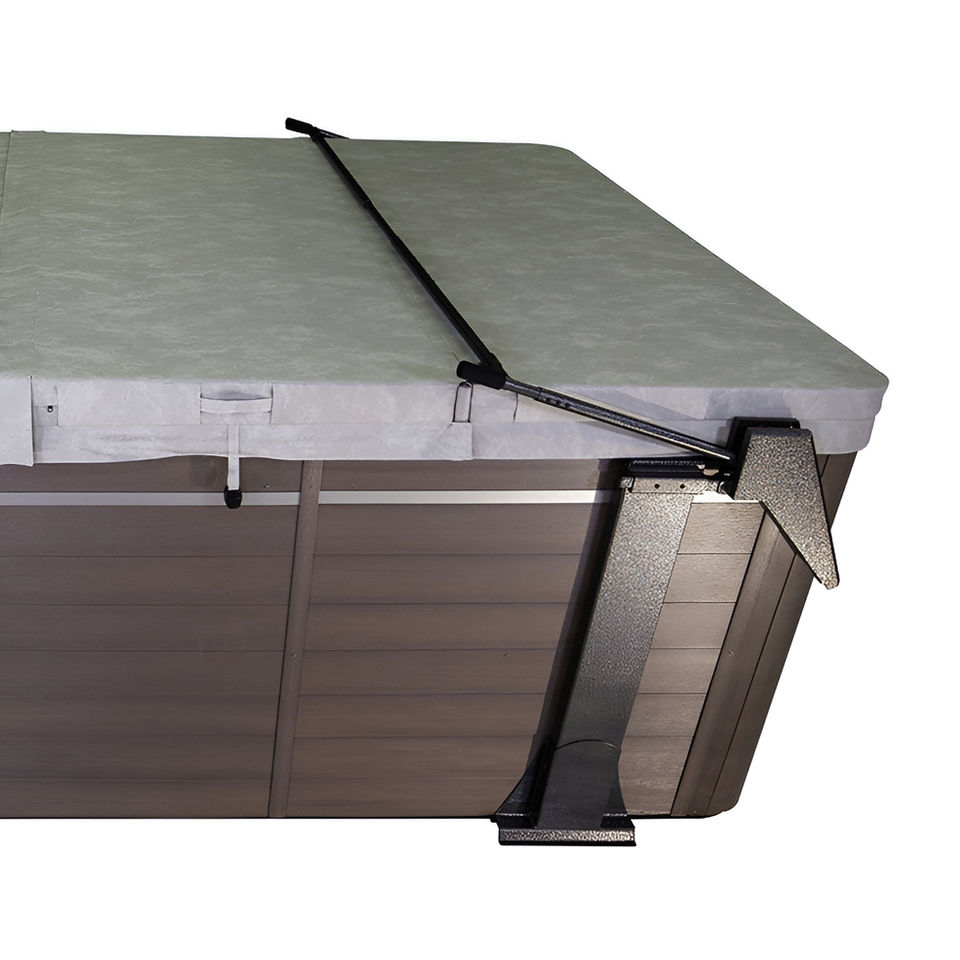 Close up view of the Ultralift AquaLift Swim Spa Cover Lifter in the closed position