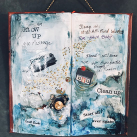 Diary in the Day of A Goddess , Book Series, Mixed media, book, acrylic, torn paper. 6" x 8"