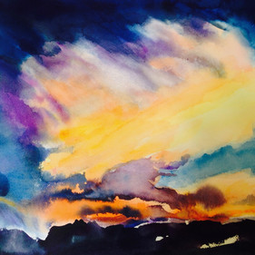 Storm over Taos, watercolor, 14 x 20