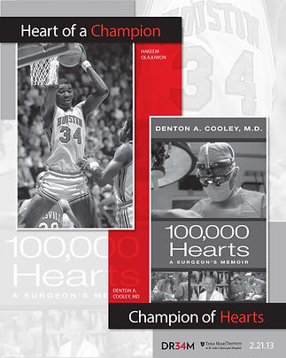 “Heart of a Champion” poster featuring Hakeem Olajuwon and Denton A. Cooley, MD