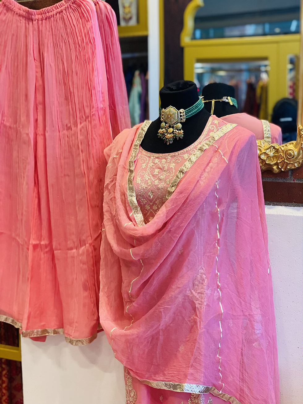 Thumbnail: Pure georgette kurta with Pittan handwork set 