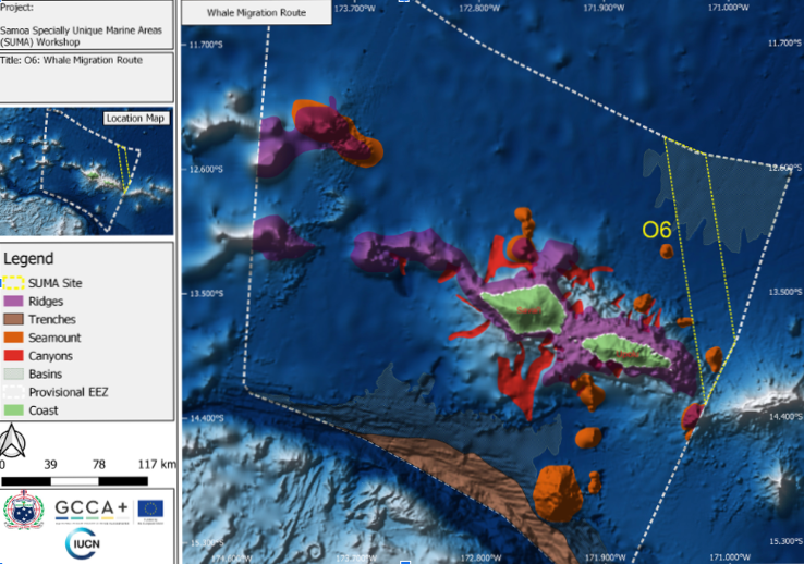 Figure 1: Map of Site Offshore 6: Whale Migration Route | Source: SUMA Report - SPREP