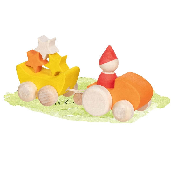 Kleiner Sternensammler – Holzfahrzeug mit Anhänger von goki für Kinder ab 2 Jahren