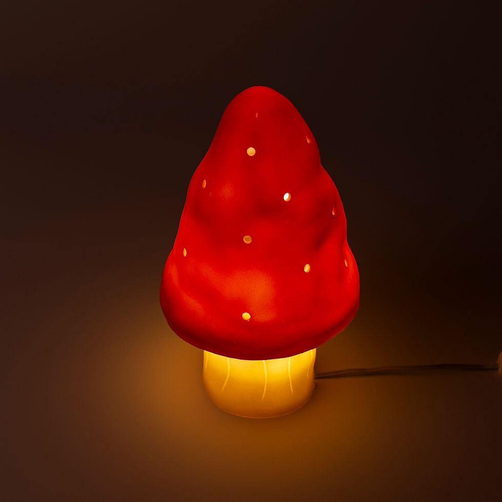 Kleines rotes Pilz Nachtlicht von Egmont Toys mit warmem LED-Licht