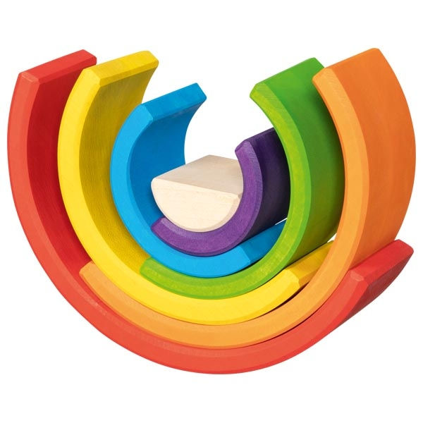 Kleiner Regenbogen von goki – Regenbogen Bausteine aus Holz mit 7 Teilen