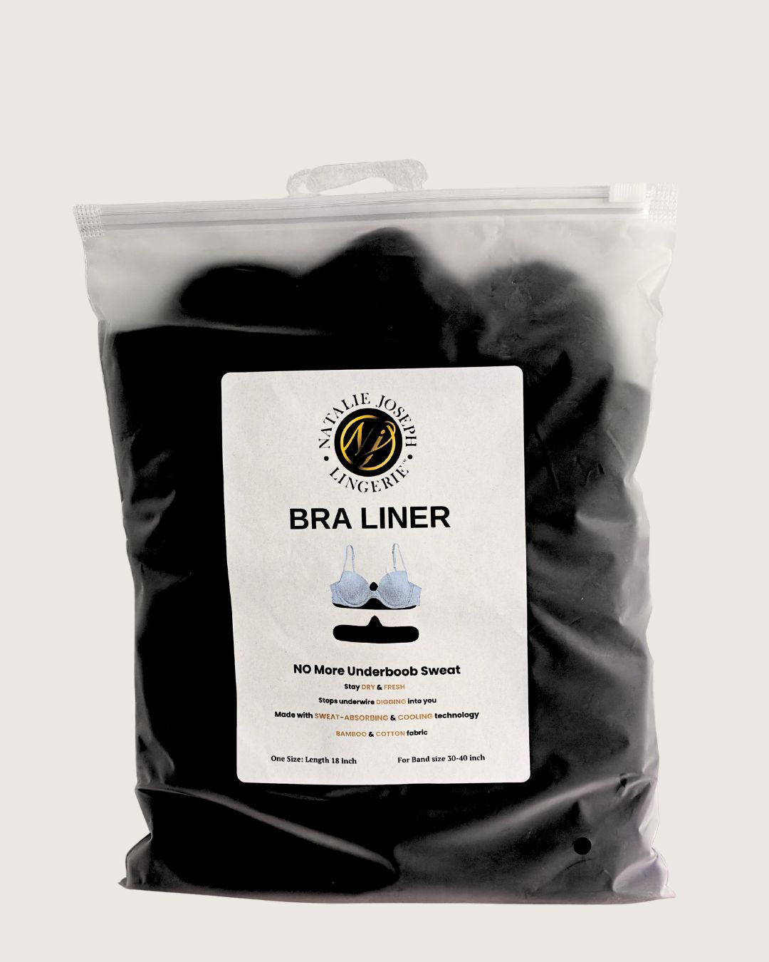 NJLINGERIE Bamboo & Cotton Bra Liner – 3 Pack - Black