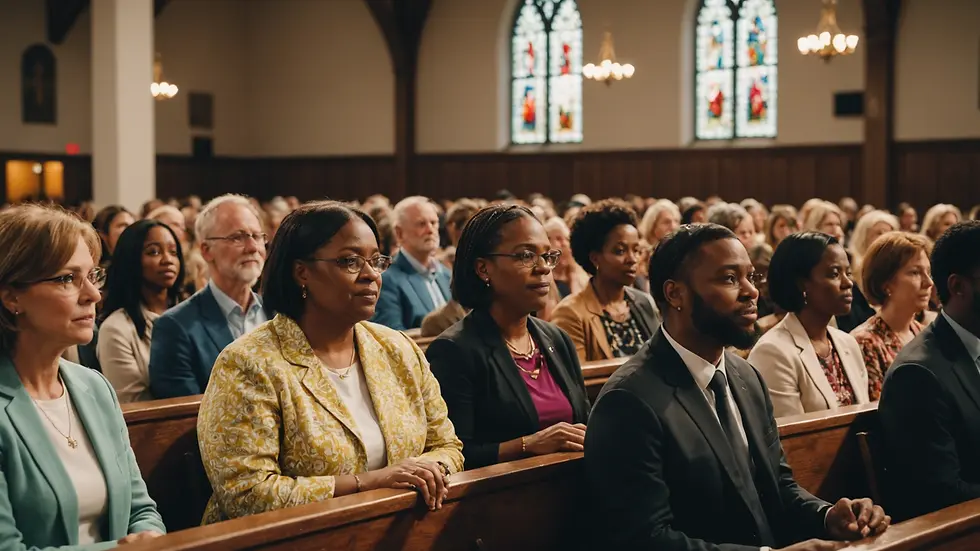 A church congregation experiencing worship