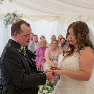 With this ring. Amanda & Ben exchange vows and rings in a heartfelt Cornhill Castle ceremony surrounded by family and friends. 💞 Captured beautifully by Biggar Picture Photography.