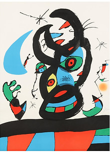 Joan Miro print with abstract face with horns 